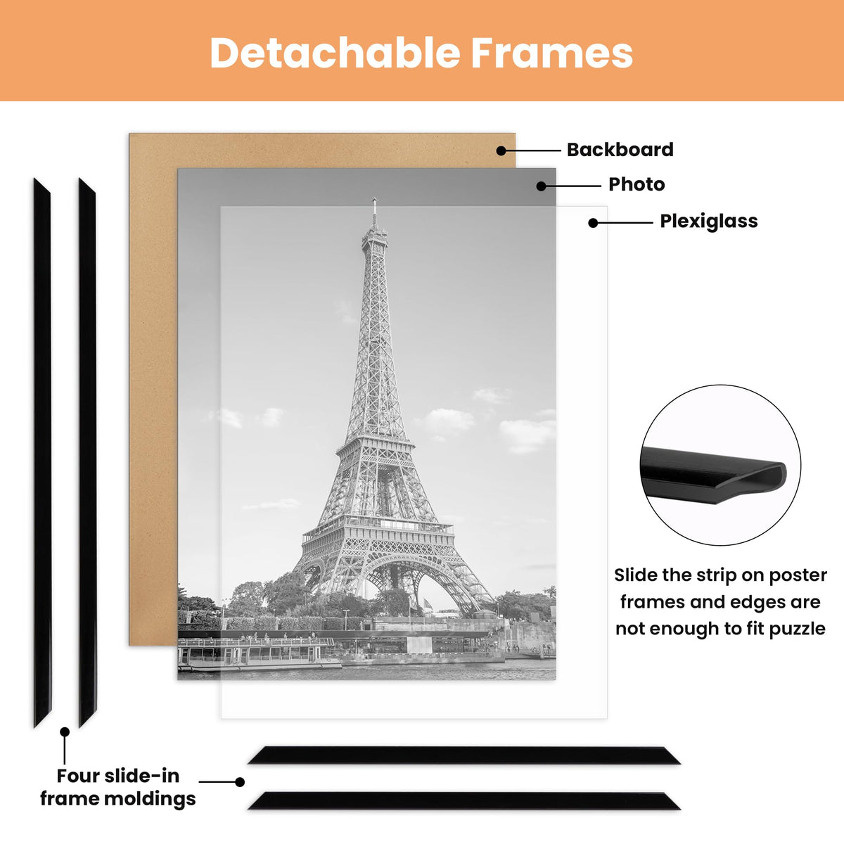 Upsimples 16x20 frame supports horizontal and vertical wall mounting.