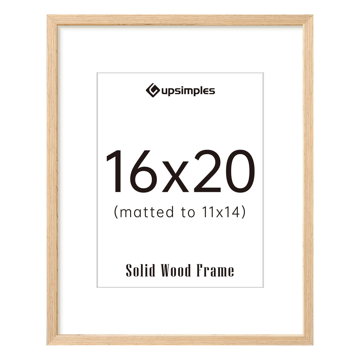 upsimples 16x20 natural wood frame front view showcases warm grain for cozy wall decor