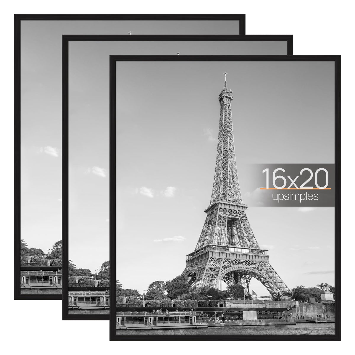 Upsimples 16x20 frame front view, three-pack ready for wall gallery.