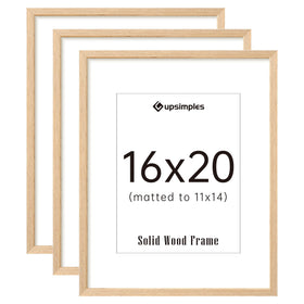 Upsimples 16x20 natural wood frame set of 3 with classic grain for wall display.