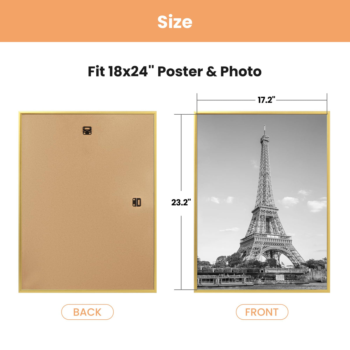 upsimples 18x24 frame assembly with easy slide-in strips for large posters.