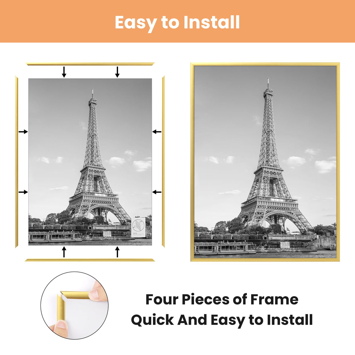 upsimples 18x24 frame back view highlighting two sturdy wall hangers.