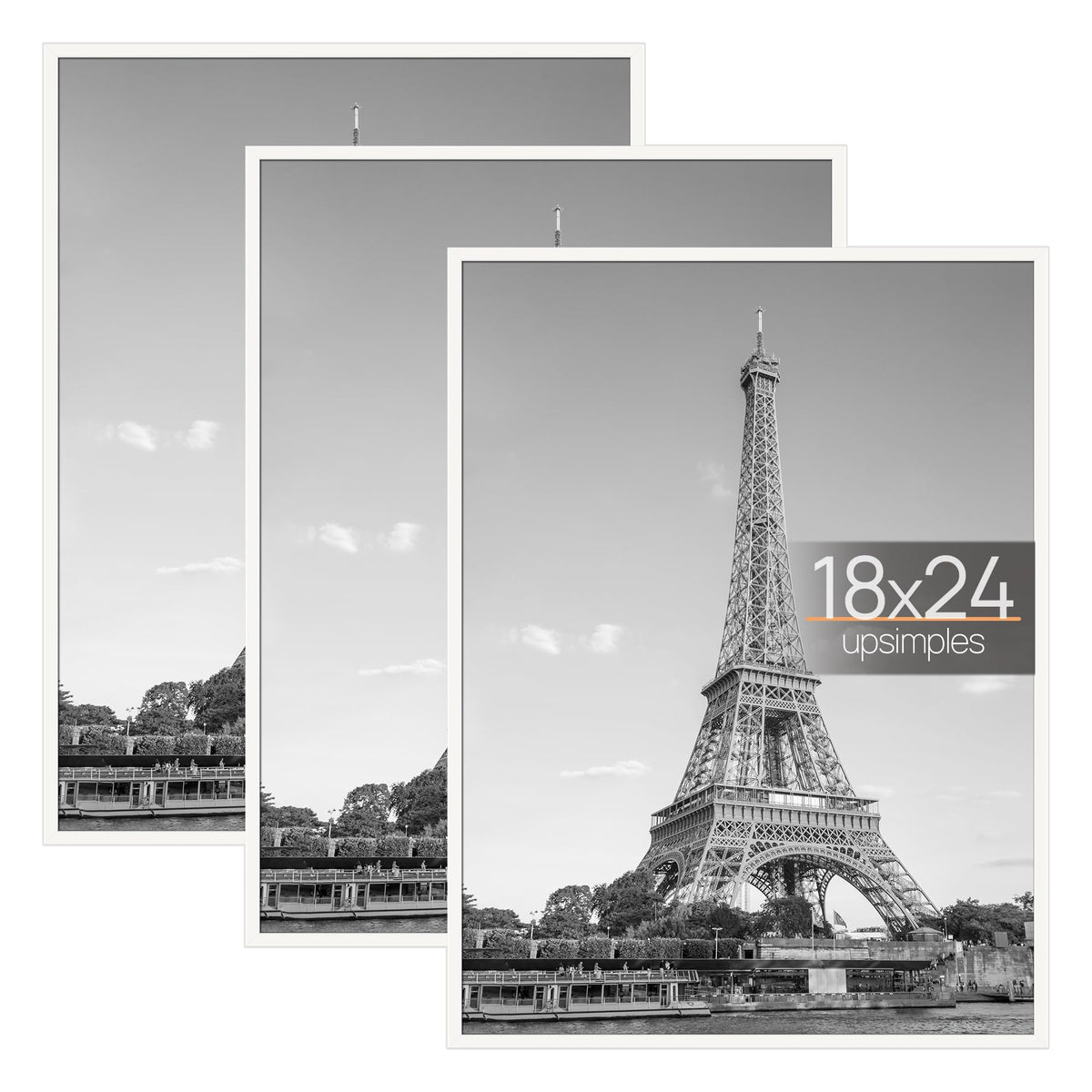 Upsimples 18x24 white frame front view, ideal for a wall gallery display.