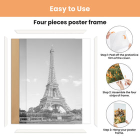 Upsimples 18x24 frame white 3-pack slide-in strips enable easy changes.