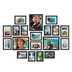 upsimples 19 pack picture frames collage wall decor showing versatile mounting options for family memories