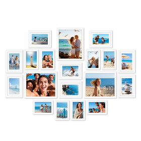 upsimples 19-pack picture frames for wall display, ideal for a family photo gallery.