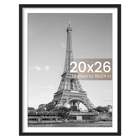 Upsimples 20x26 picture frame front view in black with clear display.