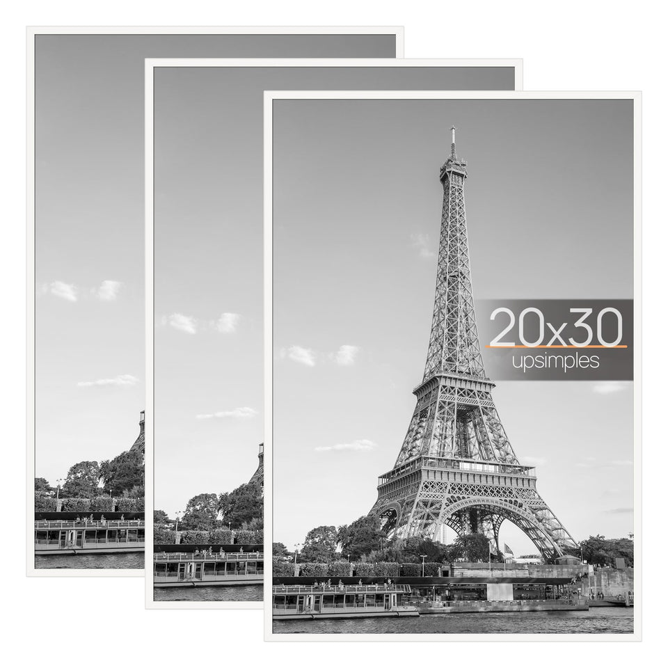 upsimples 20x30 white frame exterior showcases posters with a gallery-ready look.