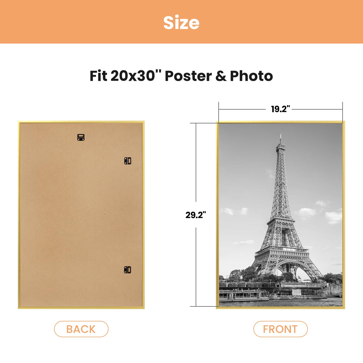 Upsimples 20x30 gold frame durable-material emphasizes lightweight, durable construction.