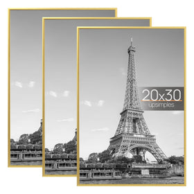 Upsimples 20x30 gold frame front view for wall display; durable, scratch-resistant protection.