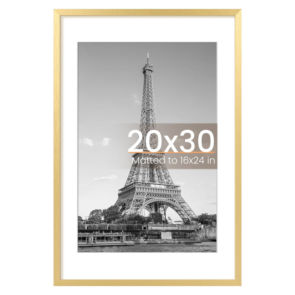 upsimples 20x30 poster frame front view highlights gold finish and sturdy protection