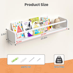 Upsimples 23.6-inch front-facing shelf keeps book covers visible for easy selection.