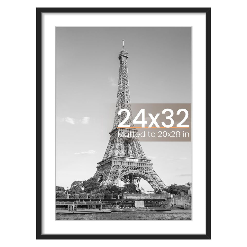 upsimples 24x32 poster frame front view, durable black finish, ready to display