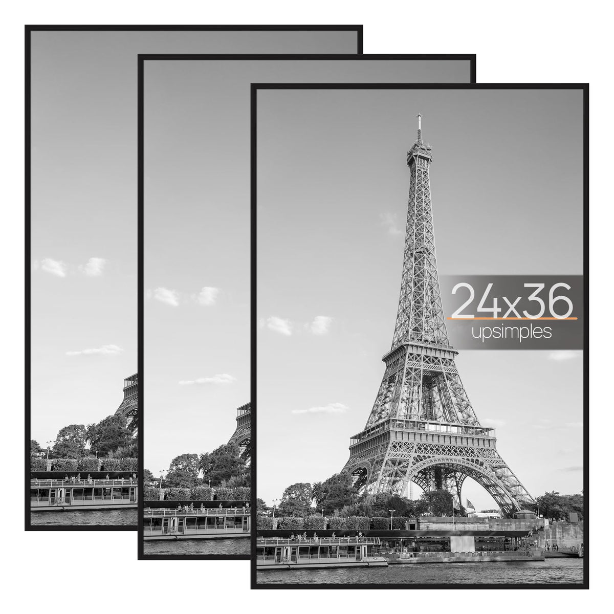Upsimples 24x36 poster frame black 3-pack for gallery displays