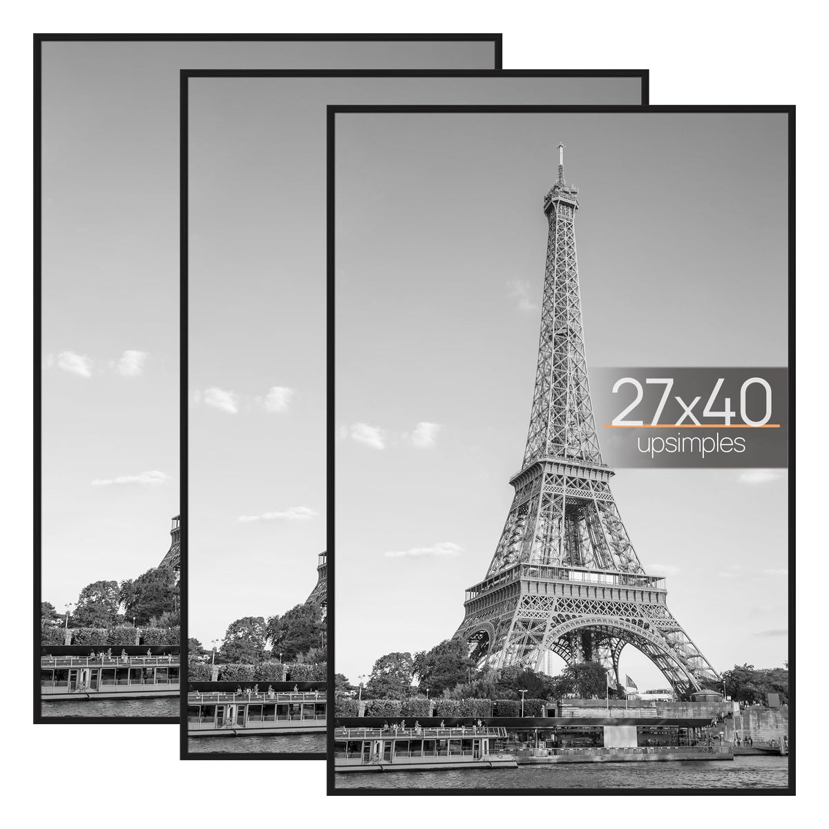 upsimples 27x40 frame front view shows sleek black finish for wall display