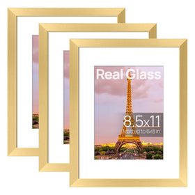 Upsimples 3-piece gold frame front view ready for wall display