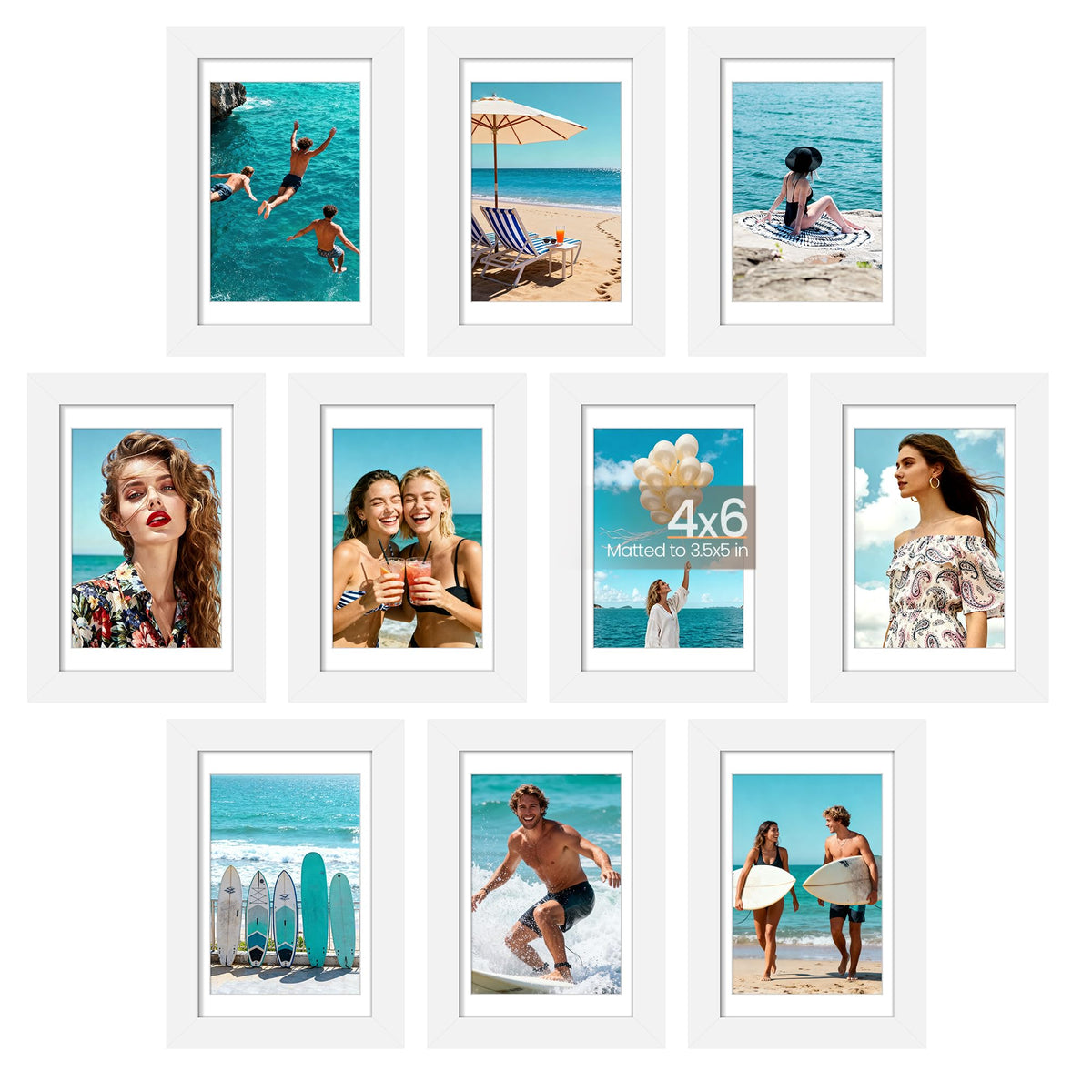Upsimples 4x6 picture frame set front view with white finish for stylish wall display
