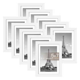 upsimples 5x7 frame set 10-piece for wall or tabletop display, versatile layout options.