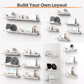 Upsimples 6-pack wall shelves arranged for versatile room organization