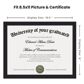 Upsimples 8.5x11 frame ideal for certificates, diplomas, and credentials.
