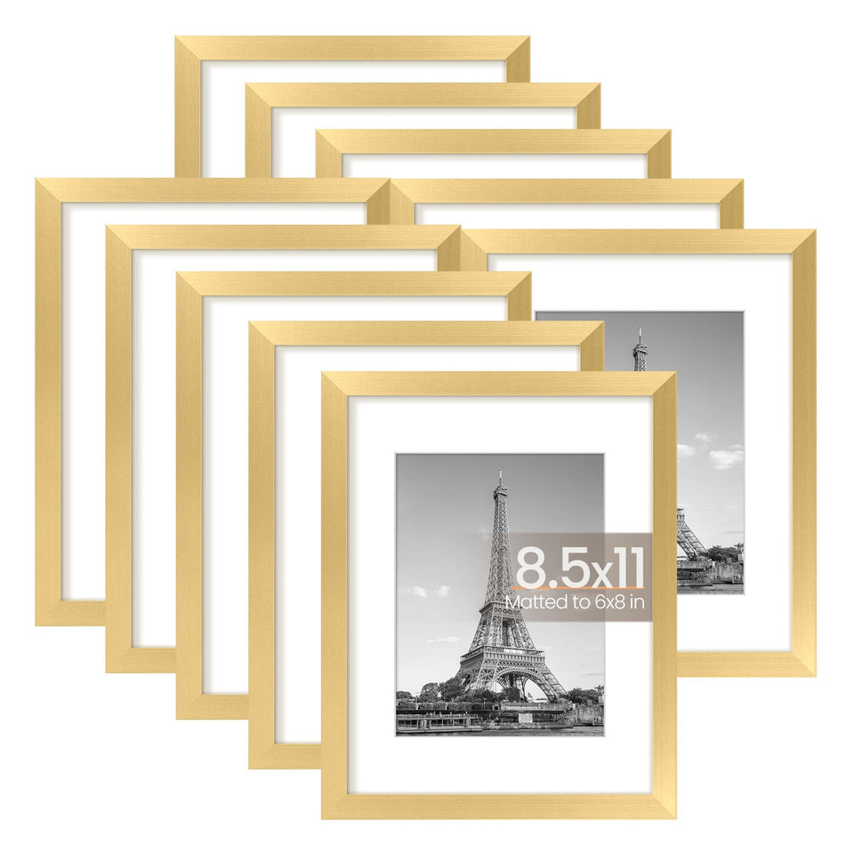 Upsimples 8.5x11 frame set with gold finish, ideal for organized wall displays.