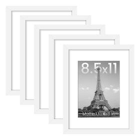 upsimples 8.5x11 frame set 5 front view white, ready for wall display