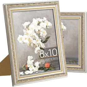 Upsimples 8x10 ornate gold frame with real glass for wall or tabletop displays