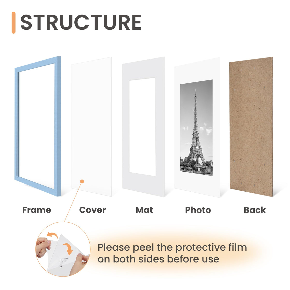 Upsimples blue frame 8x10 mat-in display ideal for photos