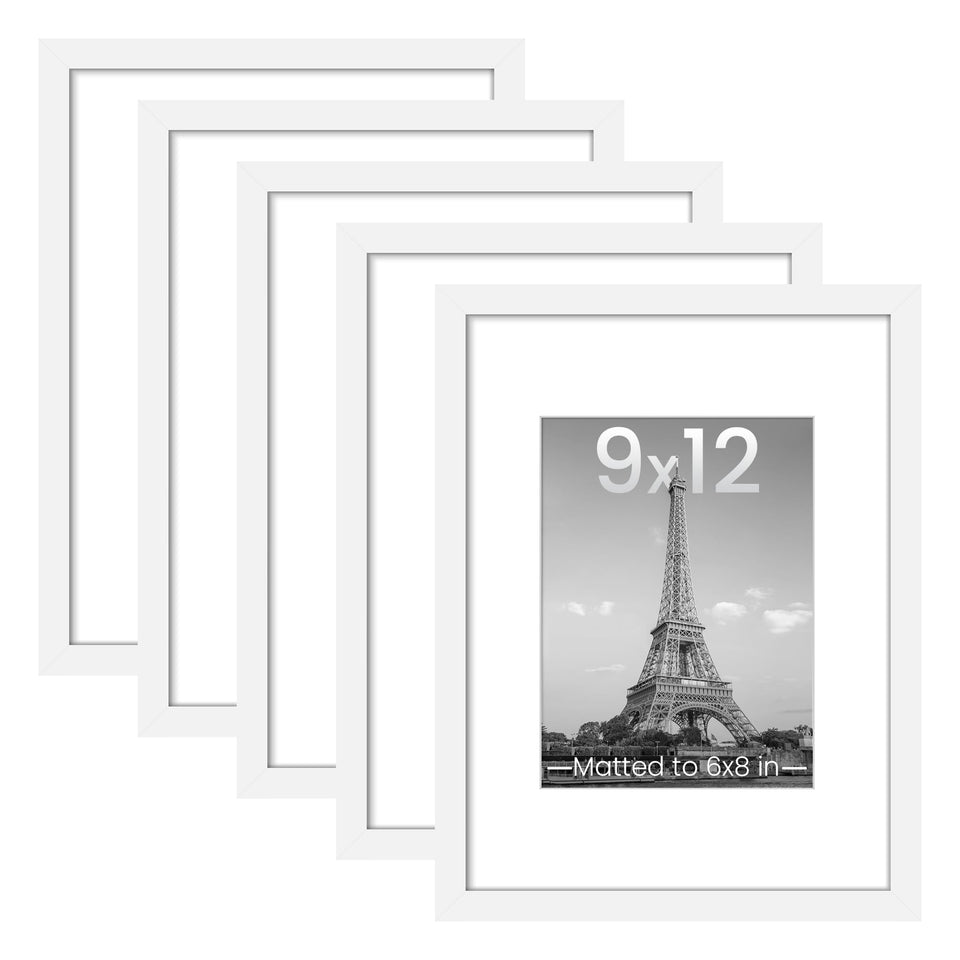 upsimples 9x12 picture frame set of 5 for wall collage and easy display.