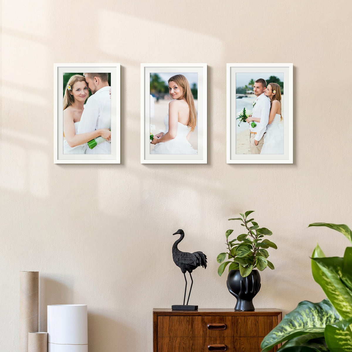 upsimples 9x15 frame with mat white keeps photos securely centered.