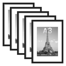 upsimples A3 frame set with mats displays five photos in a cohesive collage.