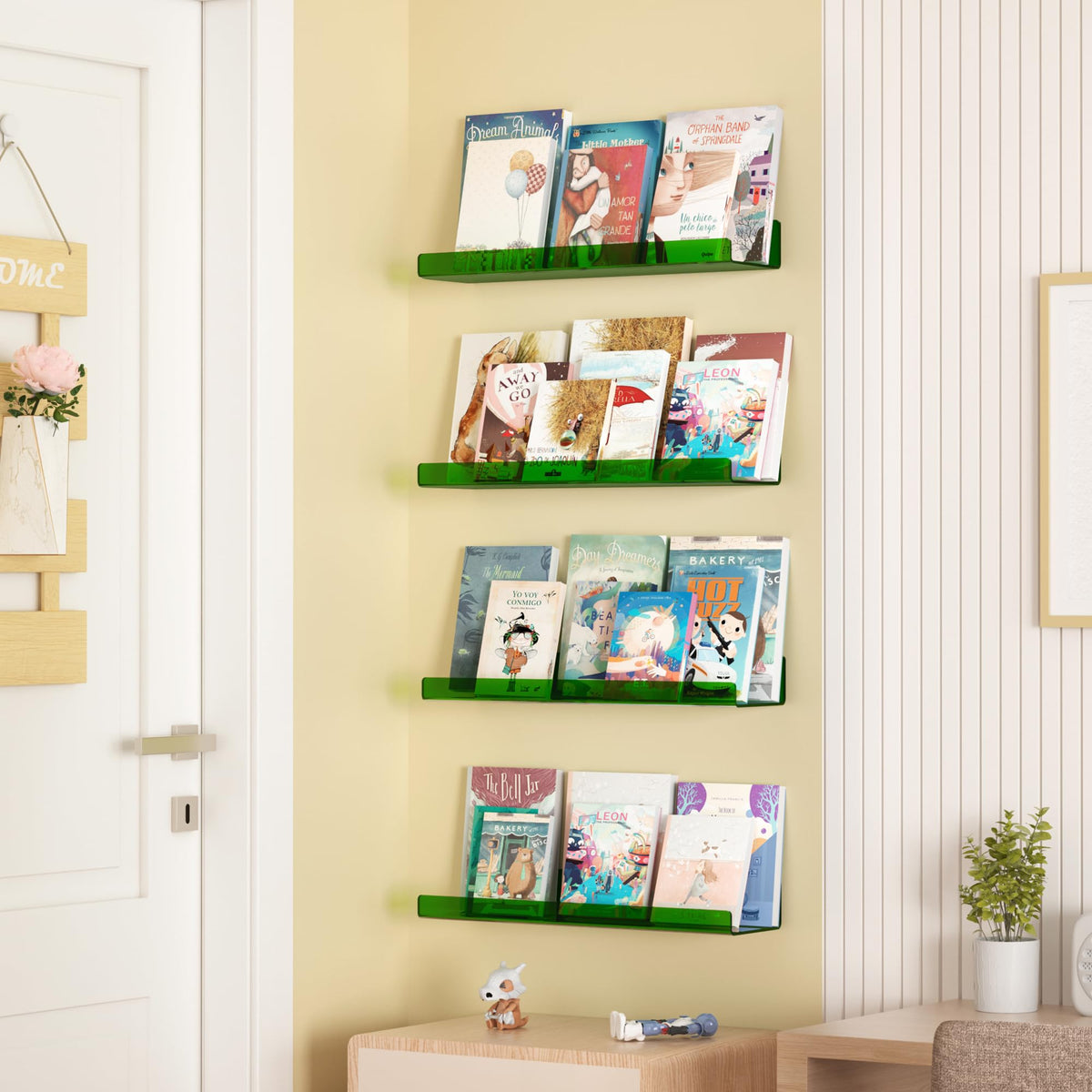 upsimples acrylic shelf with lip-front prevents items from tipping