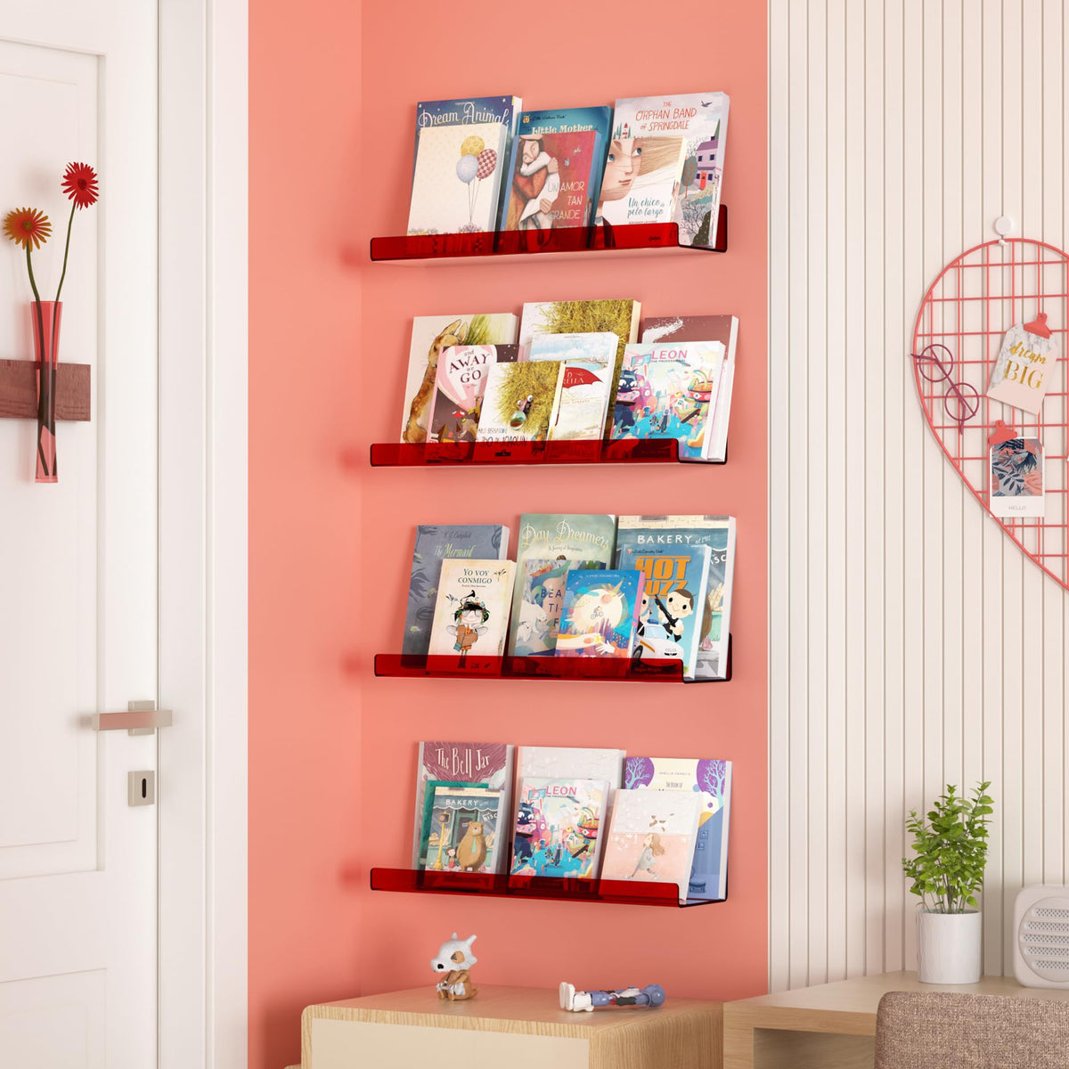 Upsimples transparent wall shelves show items clearly and stay accessible