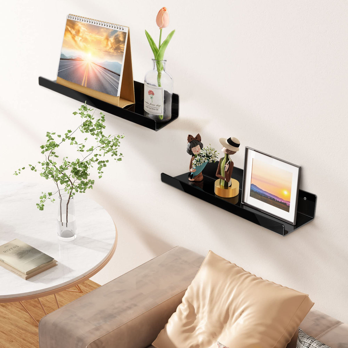 upsimples acrylic shelves row setup demonstrates stylish wall decor alignment.