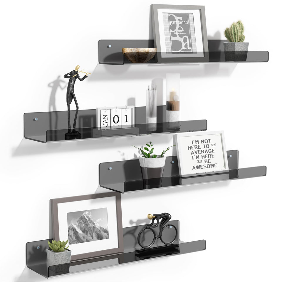upsimples acrylic wall shelves front view showing neat display and easy access