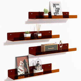 upsimples acrylic shelf wall display 15x4in in clear brown highlights items and reduces clutter