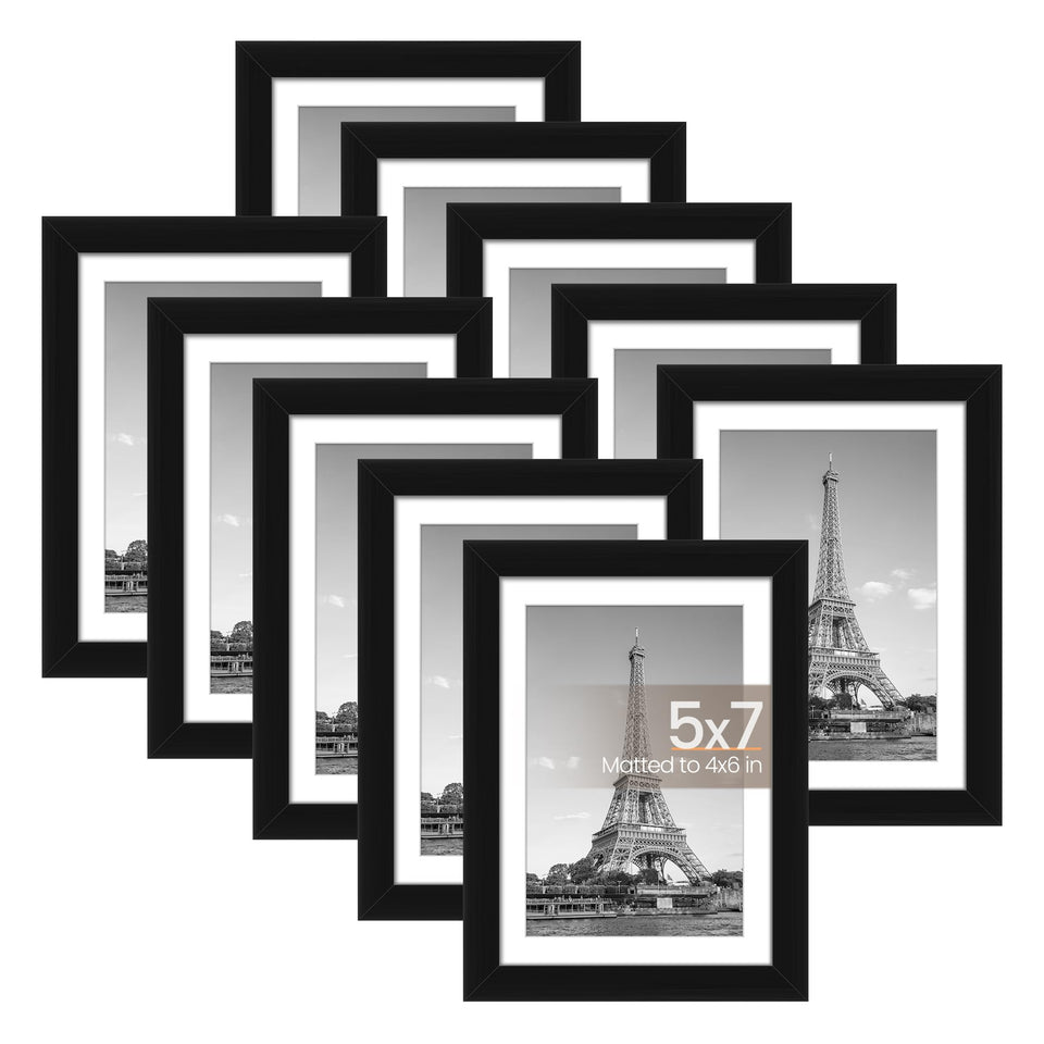 upsimples black 5x7 frame set 10 for wall or table display with crisp protection