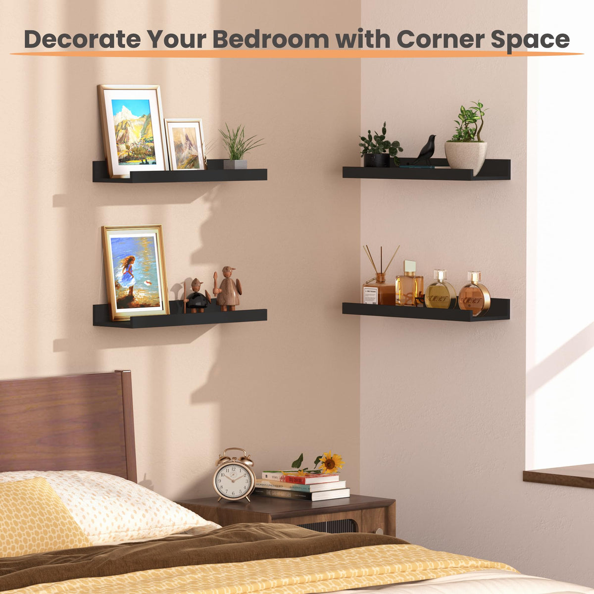upsimples black wood shelf panel for easy quick setup