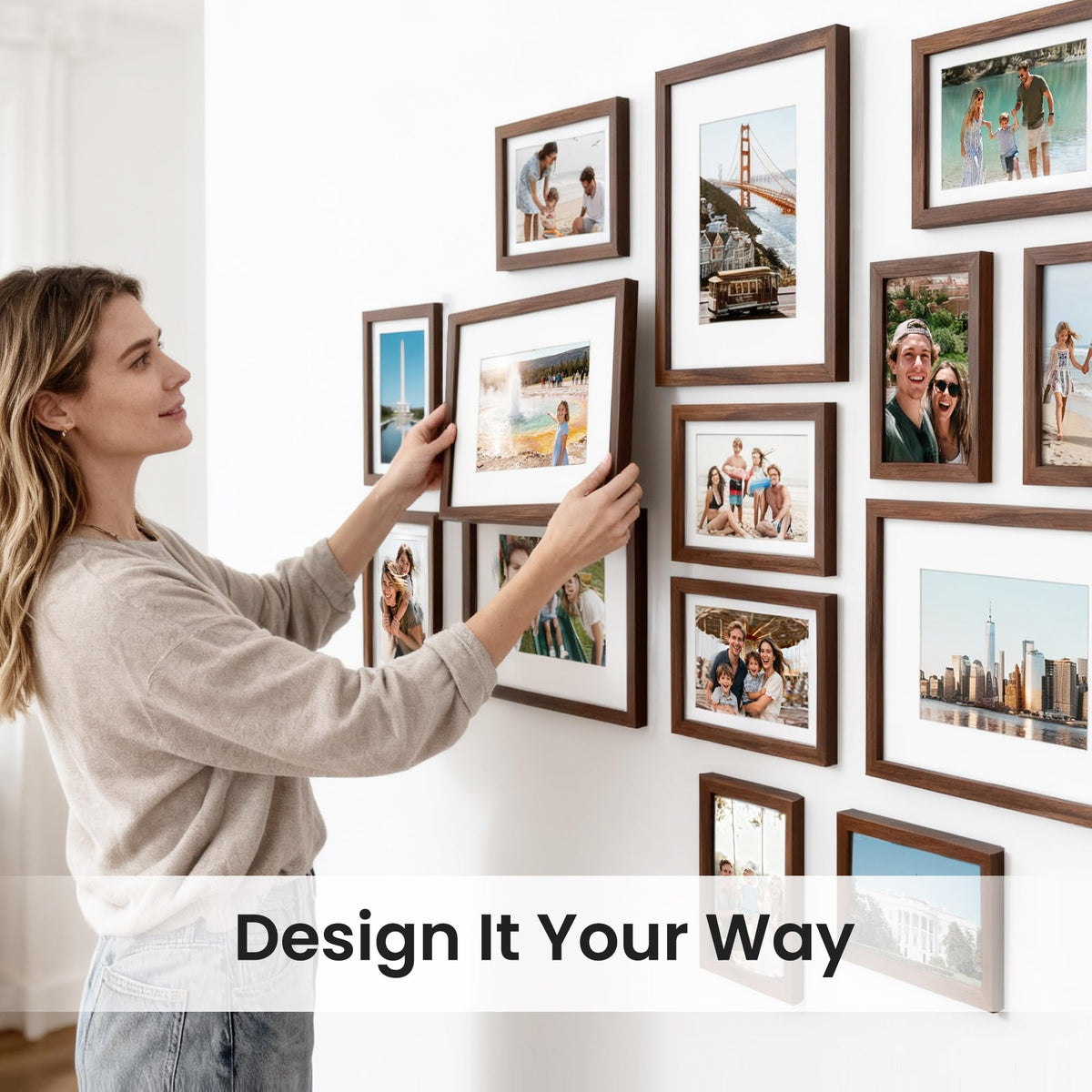 Upsimples brown frames blend with many decors and spaces.