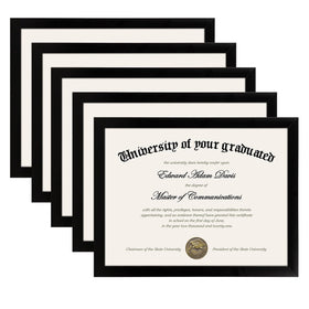 upsimples certificate frame 8.5x11 black 5 pack for wall or desk display
