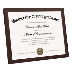 Upsimples certificate frame side view showing slim profile for space saving