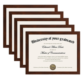 upsimples certificate frame 8.5x11 mahogany displays a diploma on a desk