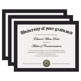 Upsimples certificate frame with clear plexiglass protects 8.5x11 diplomas on desk or wall.