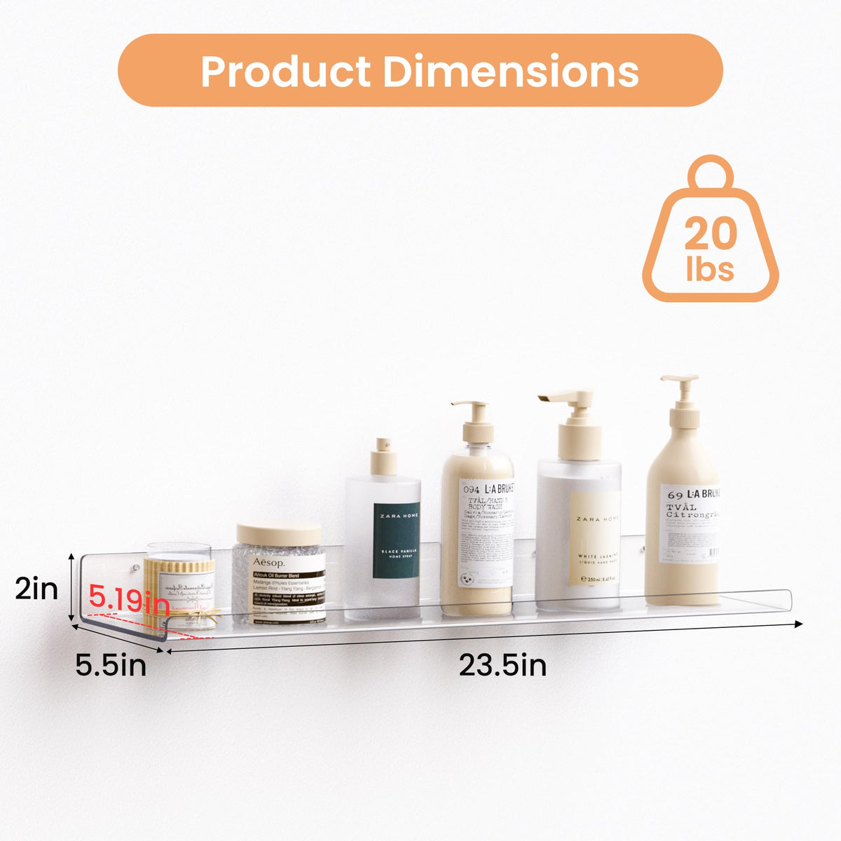 upsimples close-up of crystal-clear acrylic shelf ideal for showcasing items