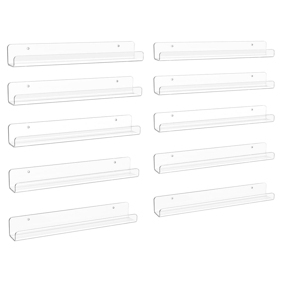 Upsimples clear shelves displaying vinyl records for organized storage