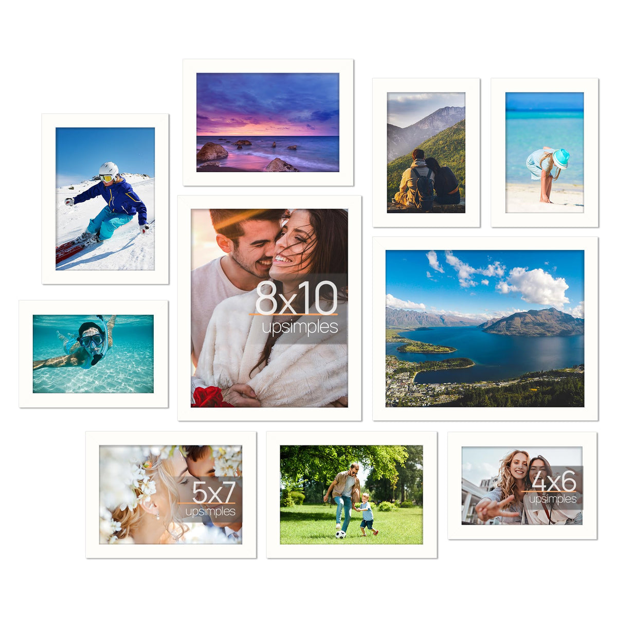 Upsimples collage frame set shows an 8x10 layout for a wall gallery.