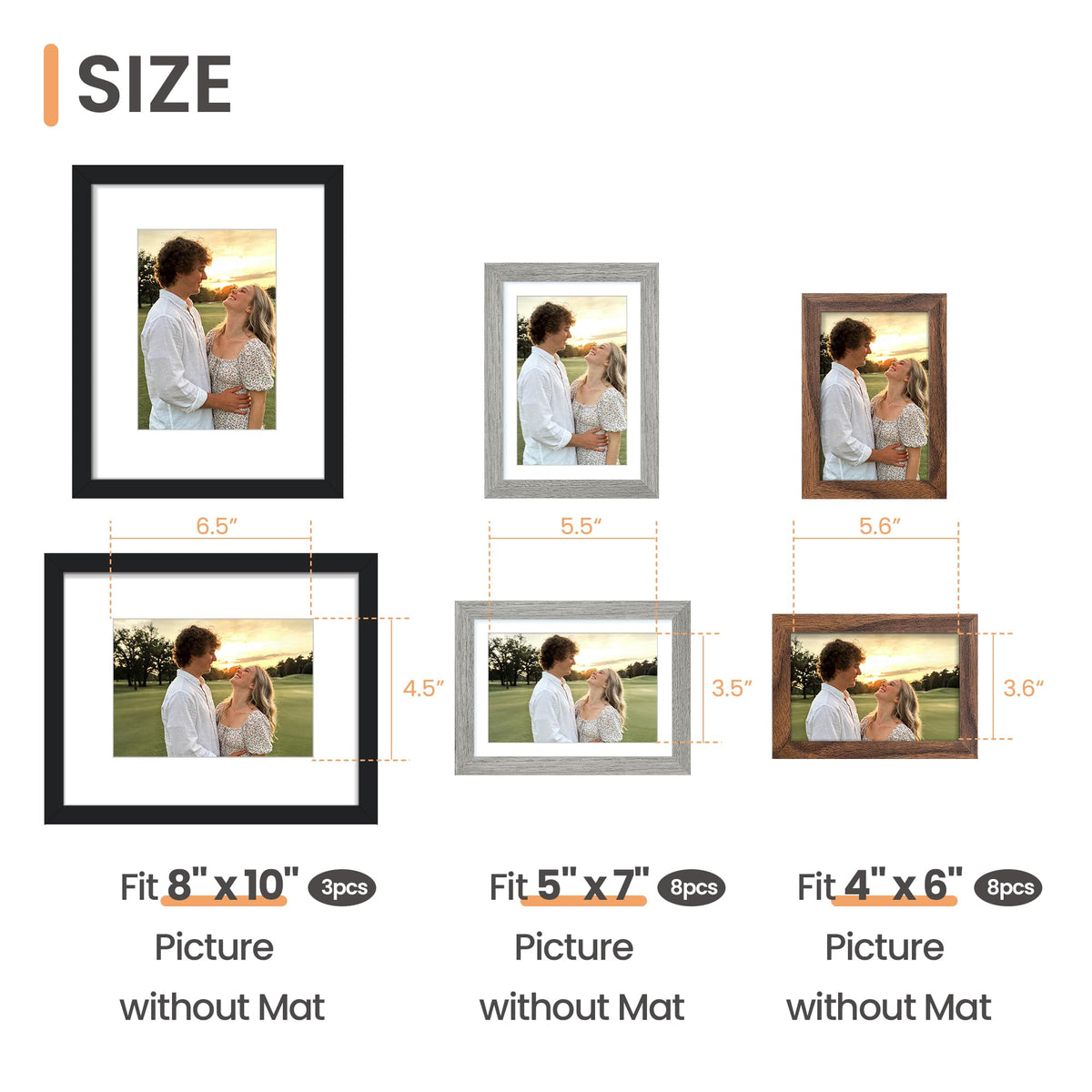 Upsimples collage frame set tabletop and wall-mount for flexible layouts.