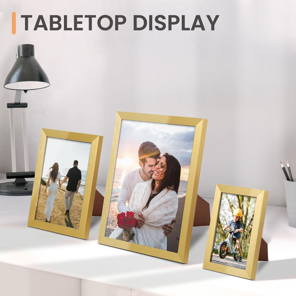 upsimples collage frame tabletop stand for desks or shelves.