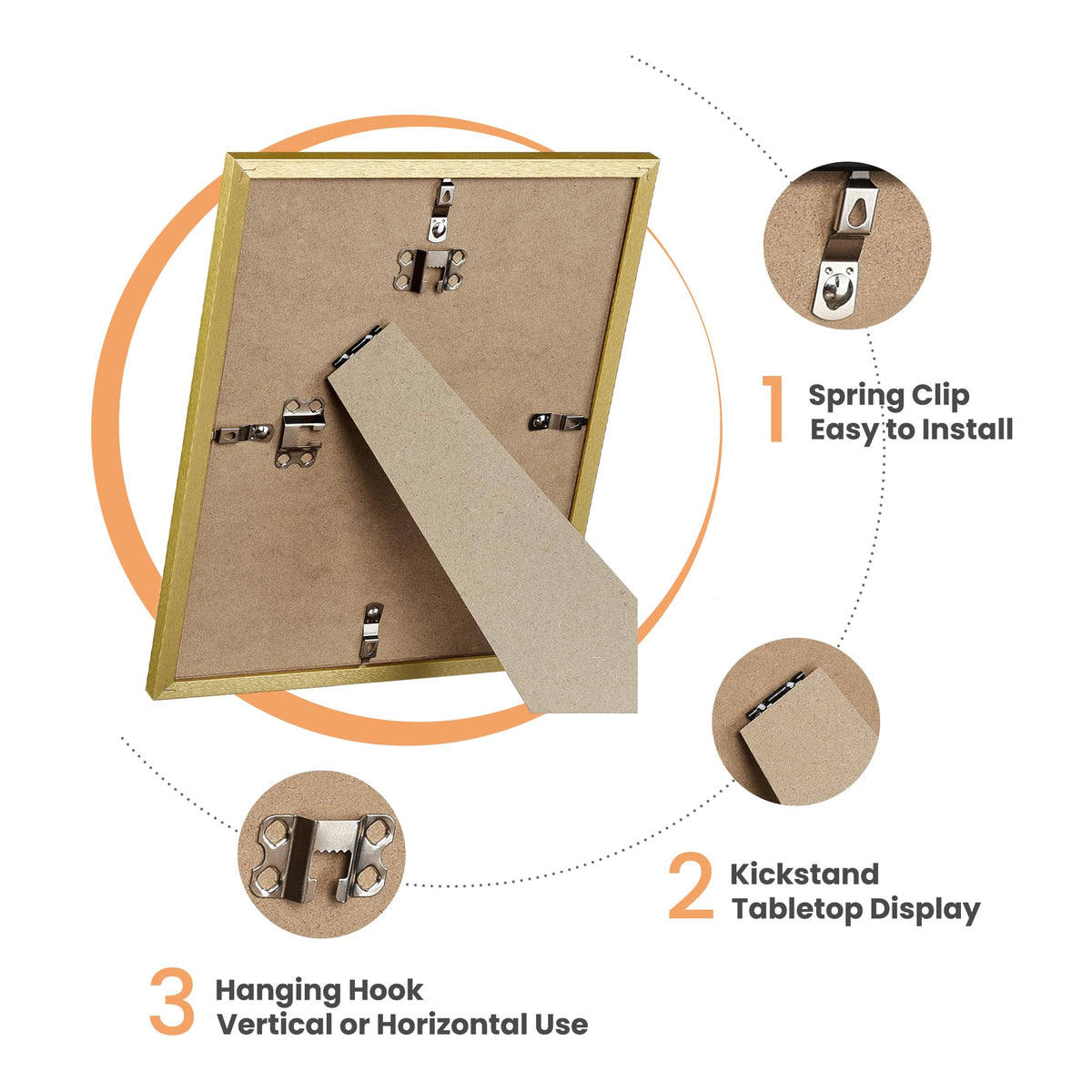 upsimples durable wooden frame with clear plastic cover protects moments safely.