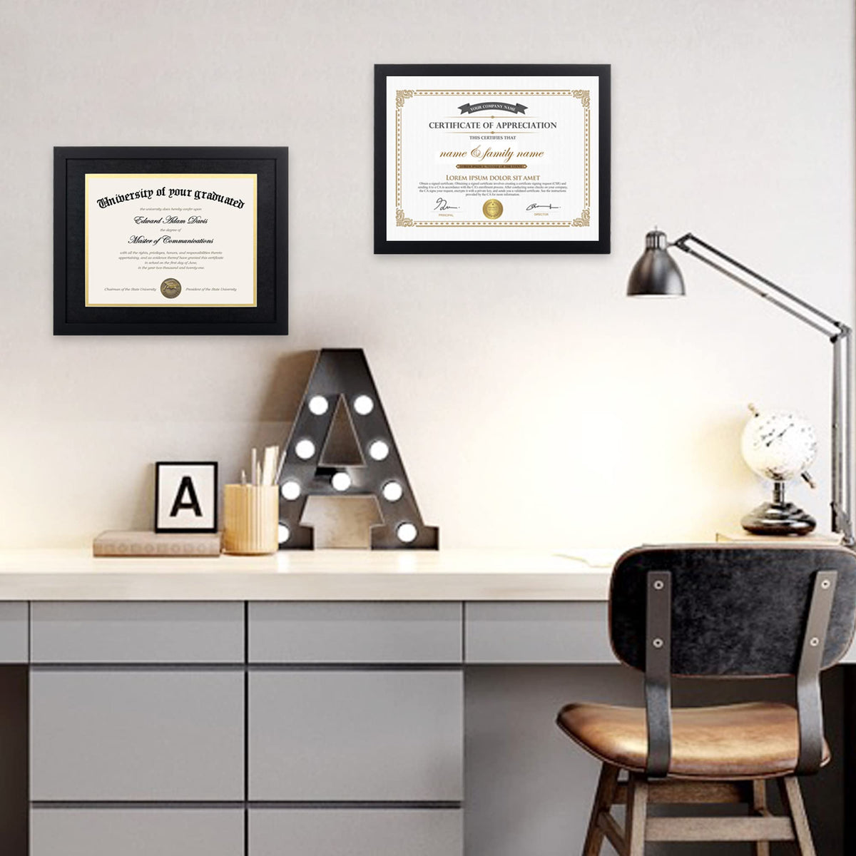 Upsimples diploma frame with 8x10.5 mat opening for secure certificate fit